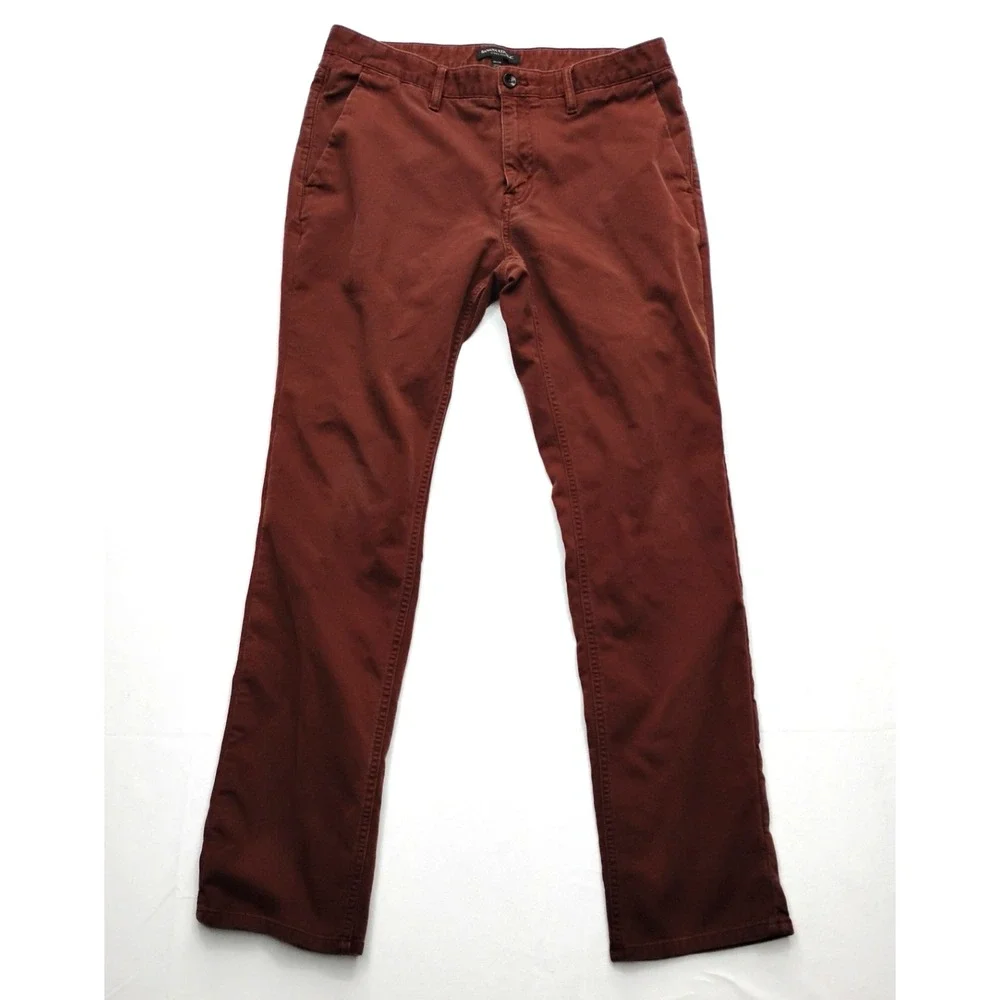 Banana Republic Aiden Chino Flat Front Red Pants Mens Size Tag 33x34 Fit 34x31